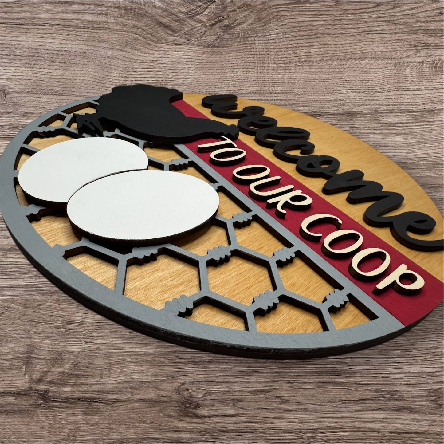 Welcome to Our Coop, Chicken Door Hanger, Farmhouse Decor