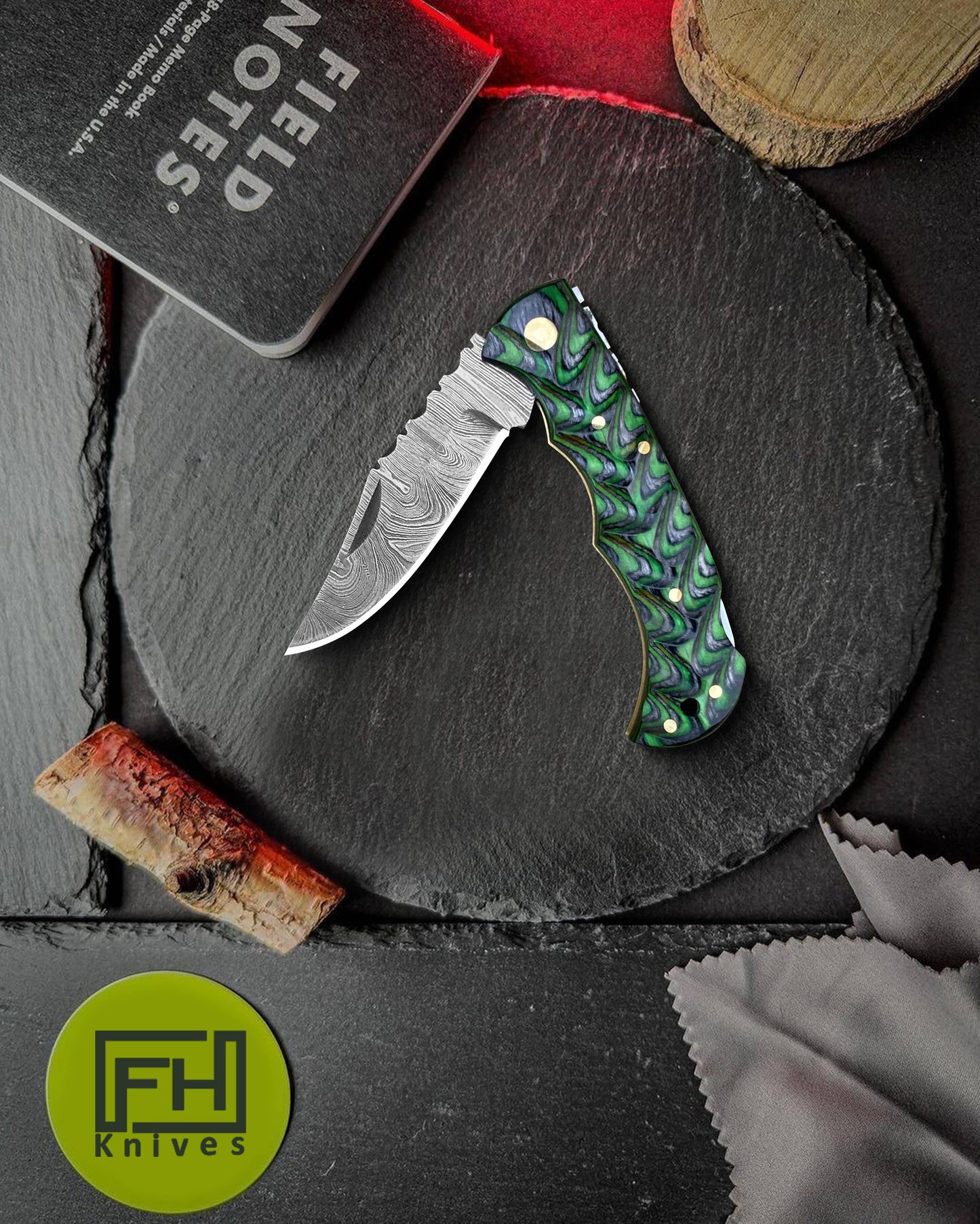 6.5' Handmade damascus folding knife, Pocket Knife
