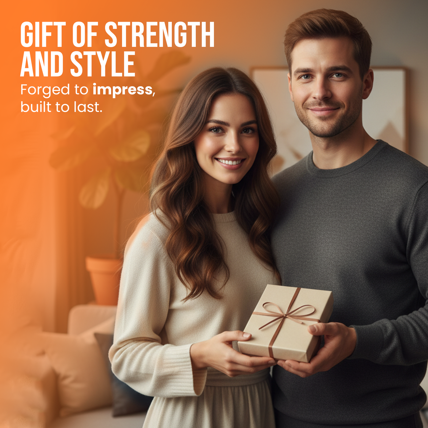 8' Damascus knife with leather sheath Grooved handle