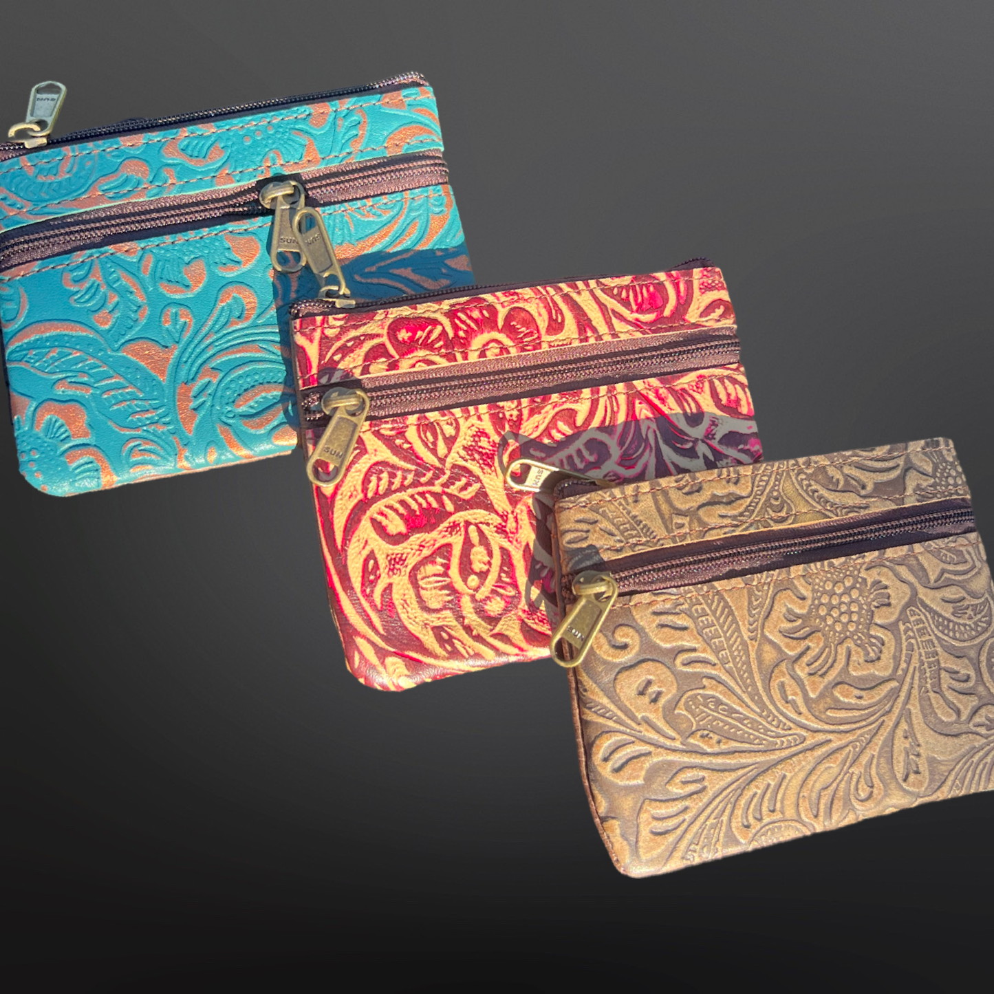 Embossed Leather Coin Purse