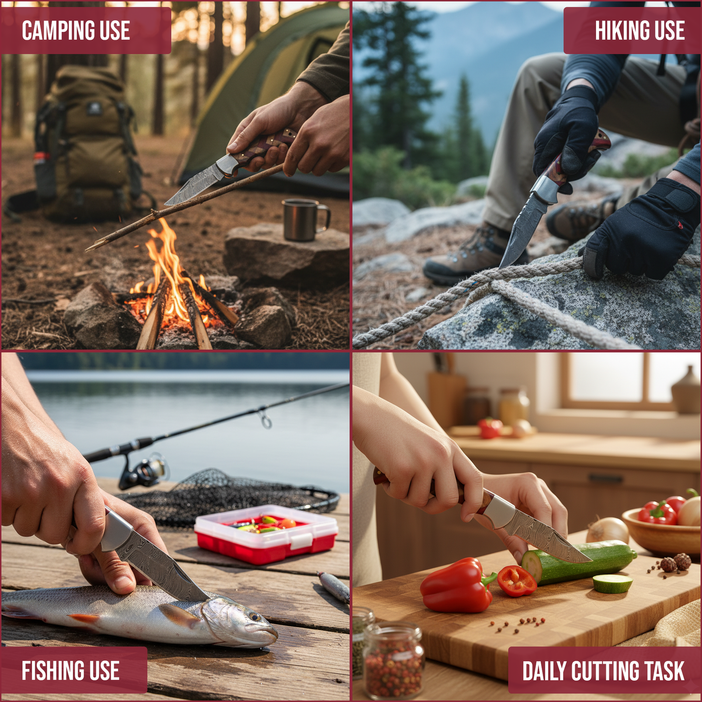 6.5' Artistic handle damascus folding knife, Pocket Knife