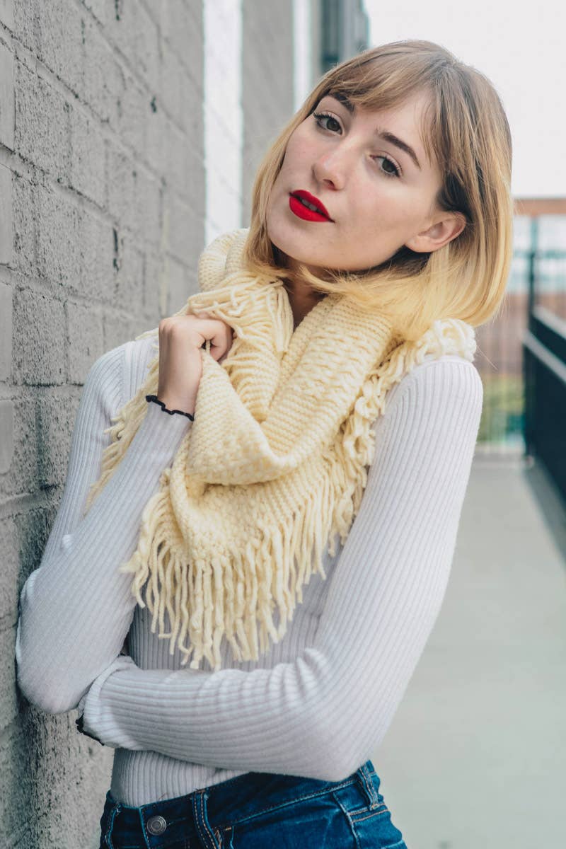 Pointelle Fringe Infinity Scarf - Fall Favorite