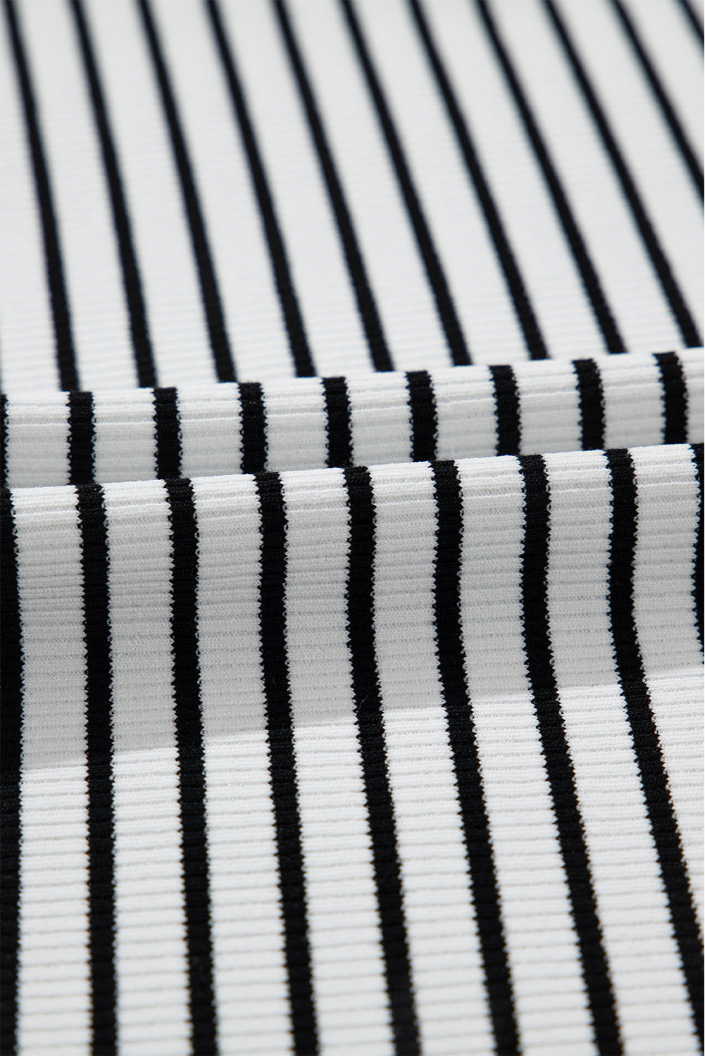 White Stripe Ribbed Knit Buttoned U Neck Tank Top