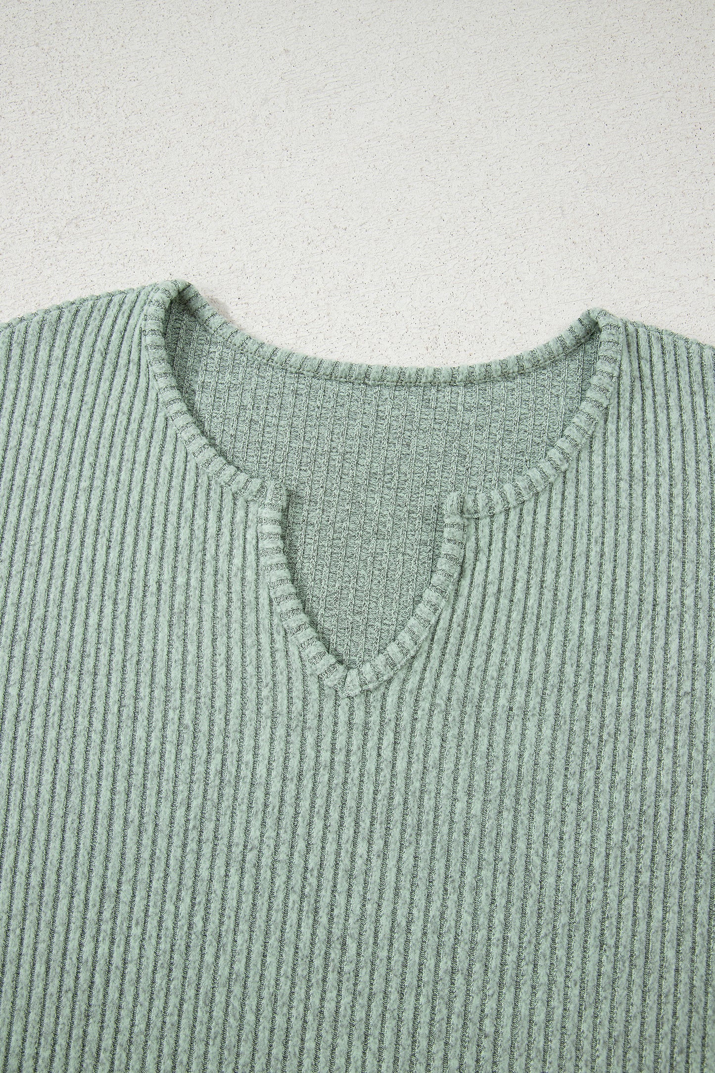 Racing Red Ribbed Notched Neck Knit Long Sleeve Leggings Two Pieces Lounge Set