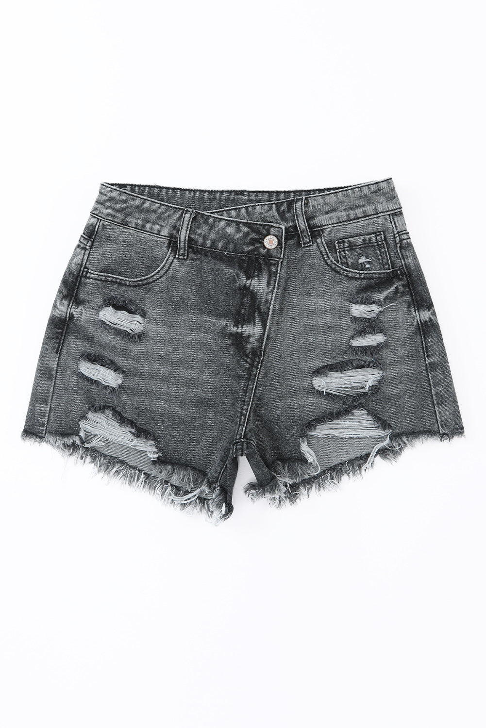 Pink High Rise Crossover Waist Denim Shorts