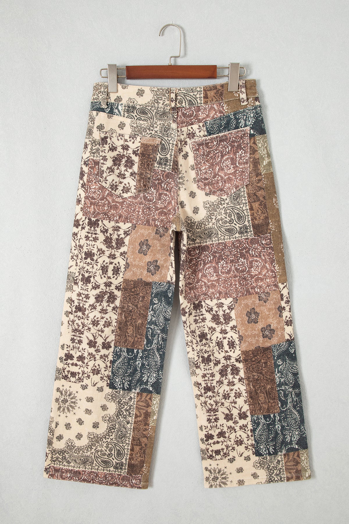 Brown Western Print Casual Shift Jeans