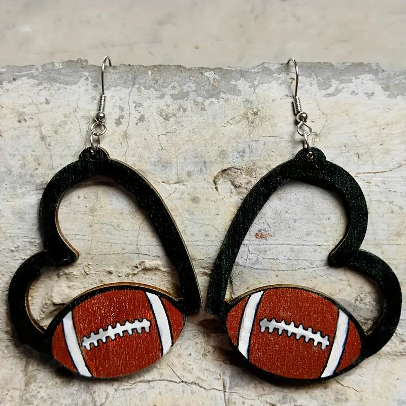 Football Heart Earrings