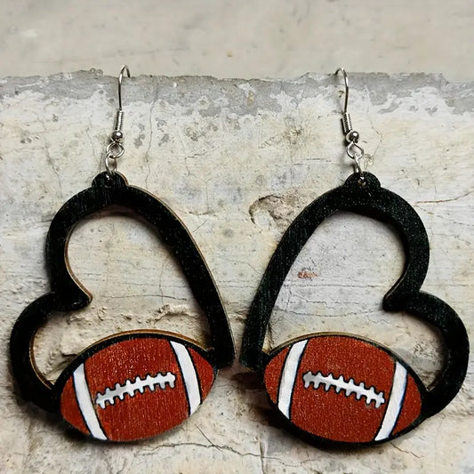 Football Heart Earrings