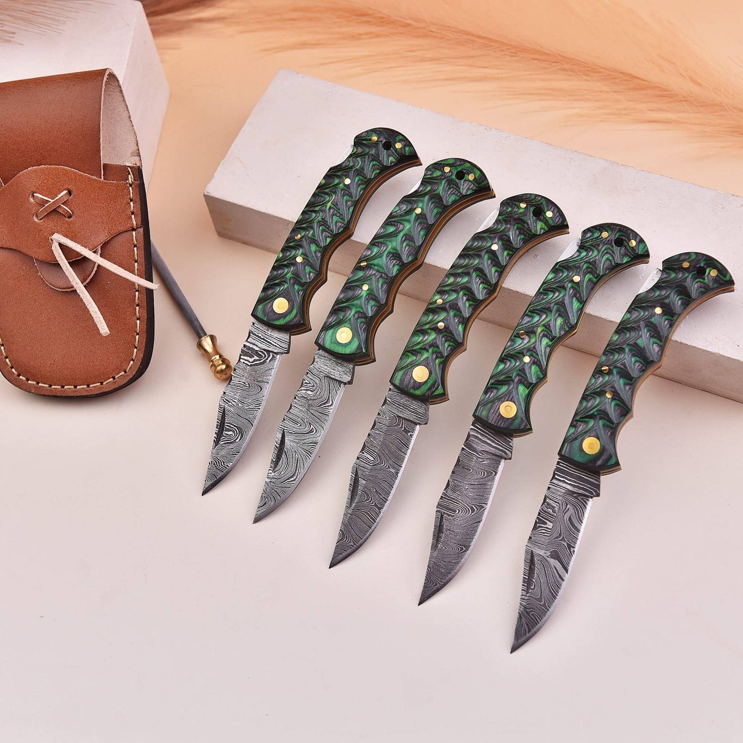 6.5' Handmade damascus folding knife, Pocket Knife