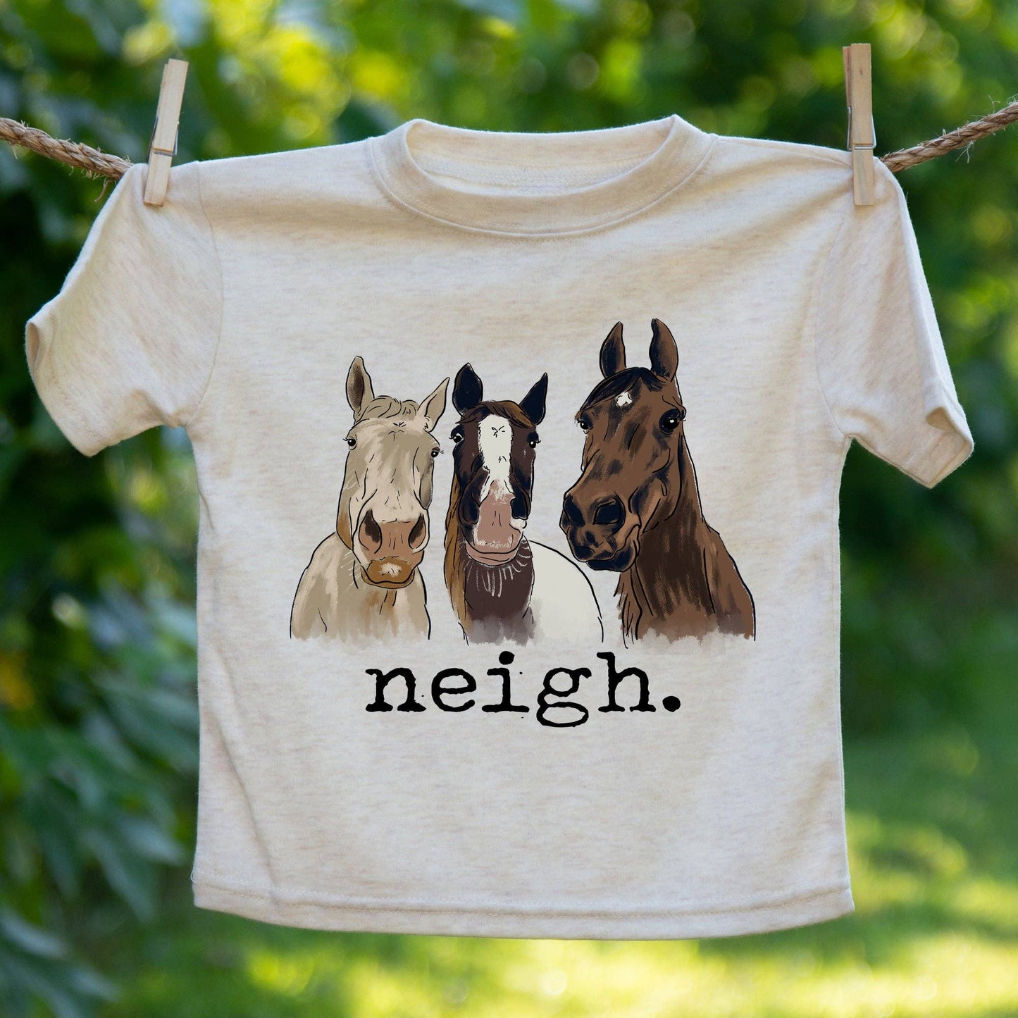 "Neigh" Three horse Toddler Long Sleeve Shirt