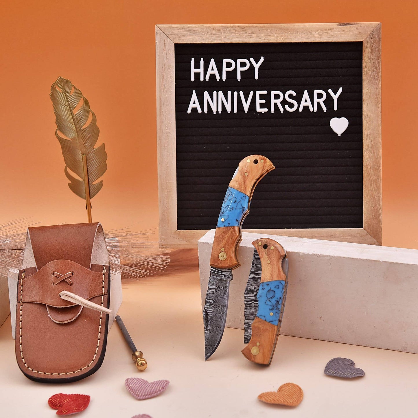 6.5' Handmade damascus folding knife, Pocket Knife