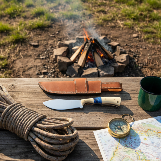 8.5' Handmade Stainless steel knife with leather sheath