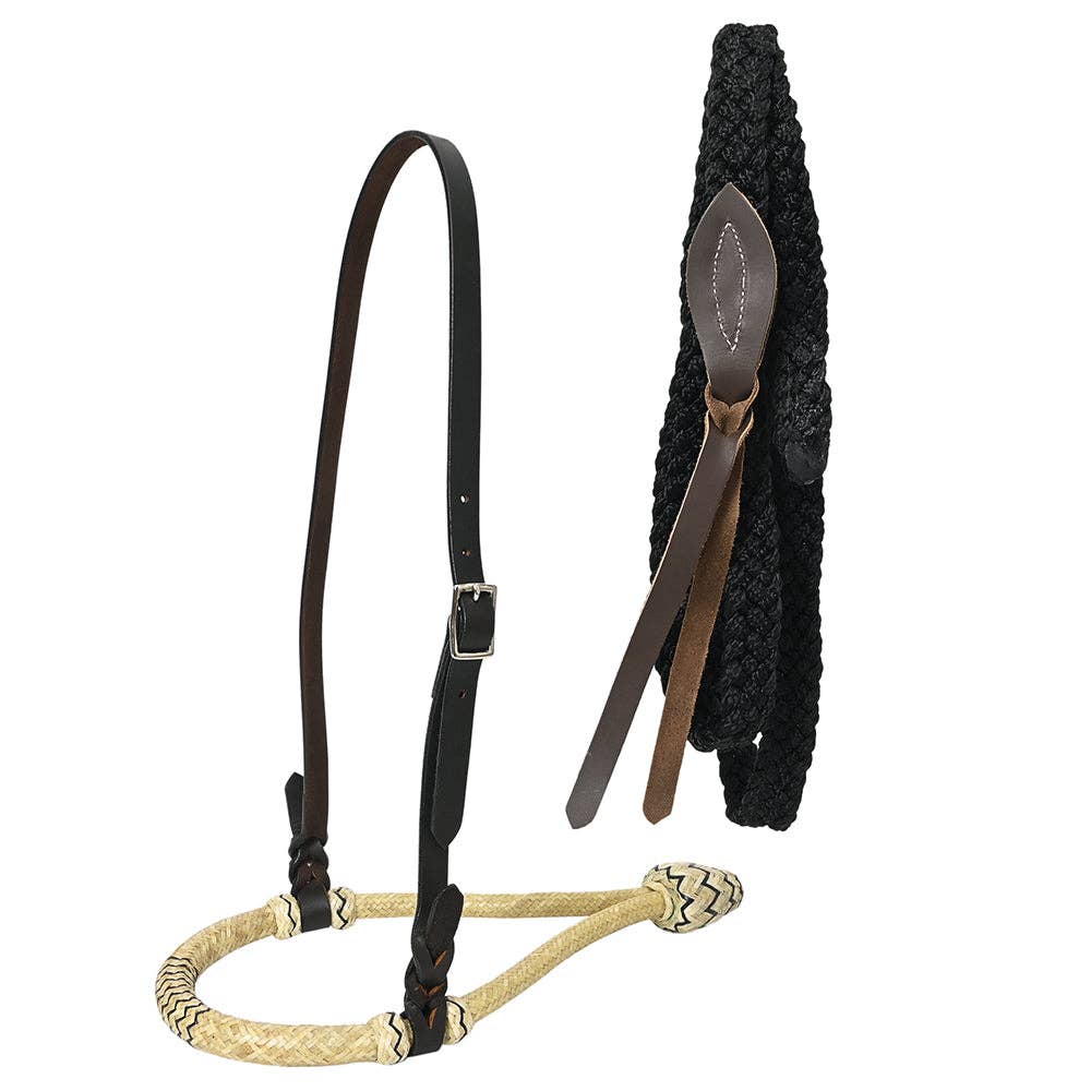 Horse Headstall, Bosal & Reins Set