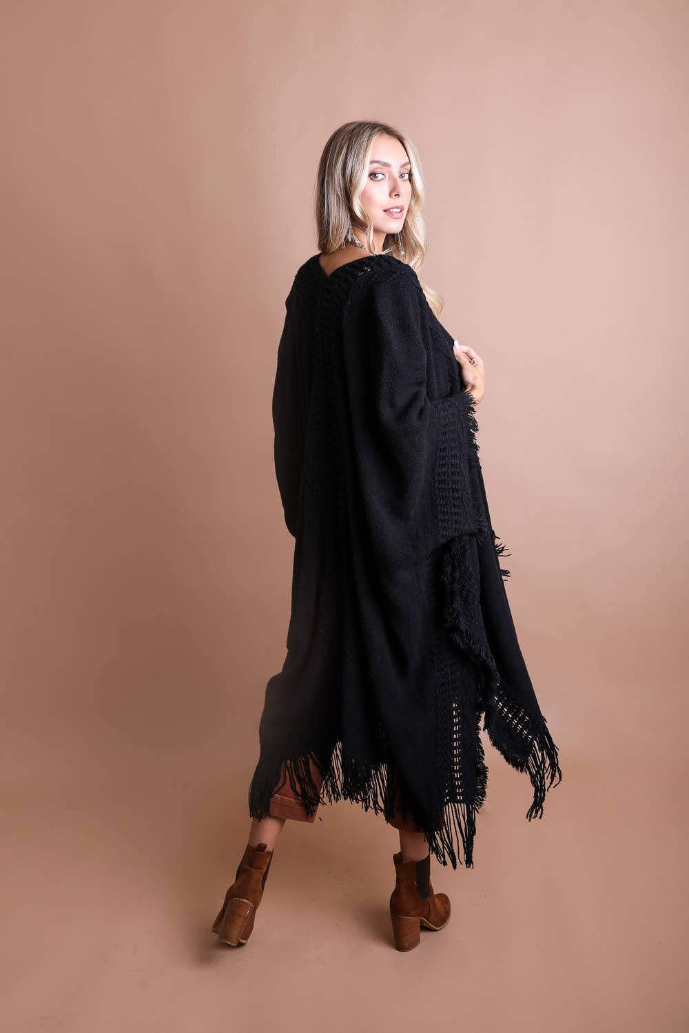 Frayed Border Bohemian Ruana