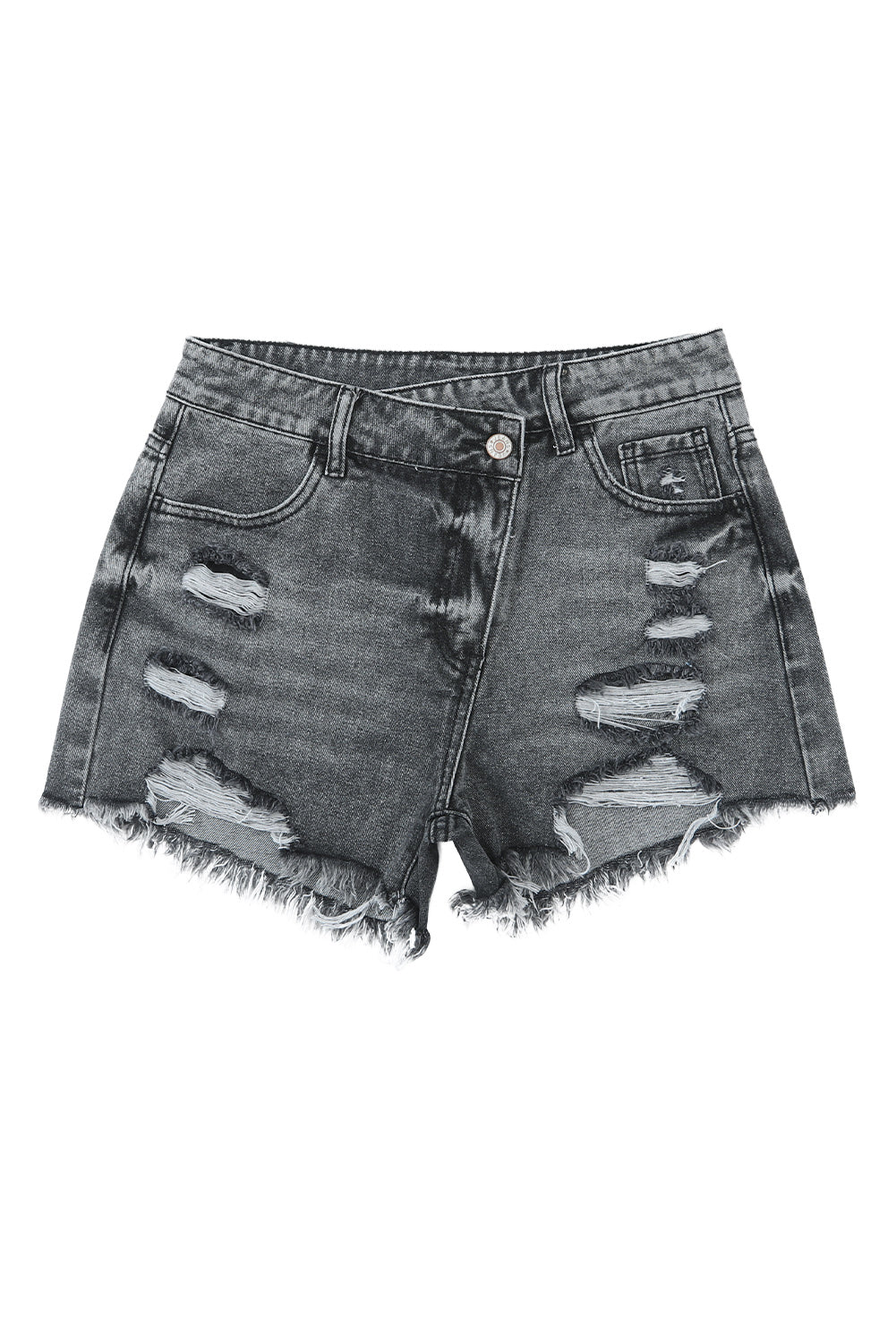 Pink High Rise Crossover Waist Denim Shorts