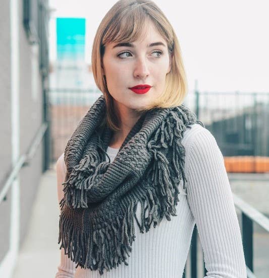 Pointelle Fringe Infinity Scarf - Fall Favorite