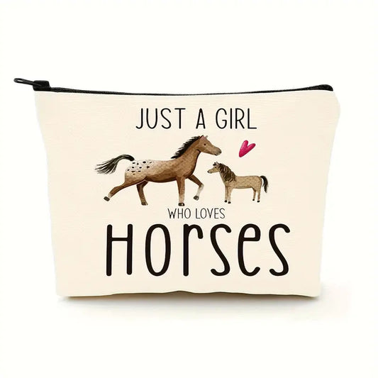 Just A Girl Who Loves Horses Makeup Bag