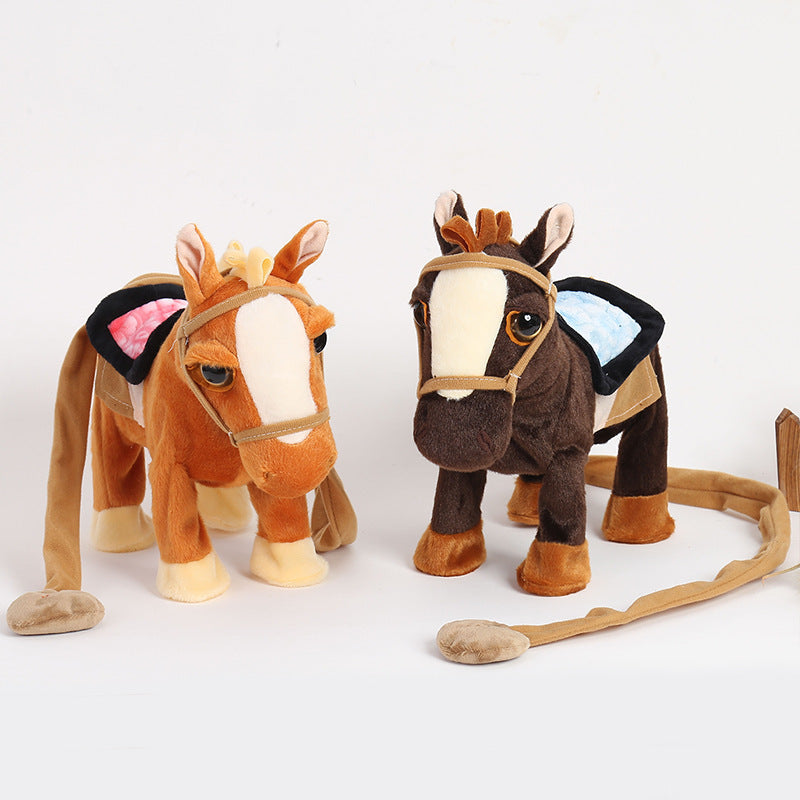 Children's Electric Plush Toy Singing And Dancing Horse Leash