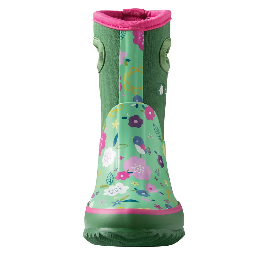 Neoprene Boots, Green Floral