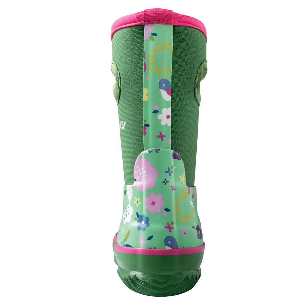 Neoprene Boots, Green Floral