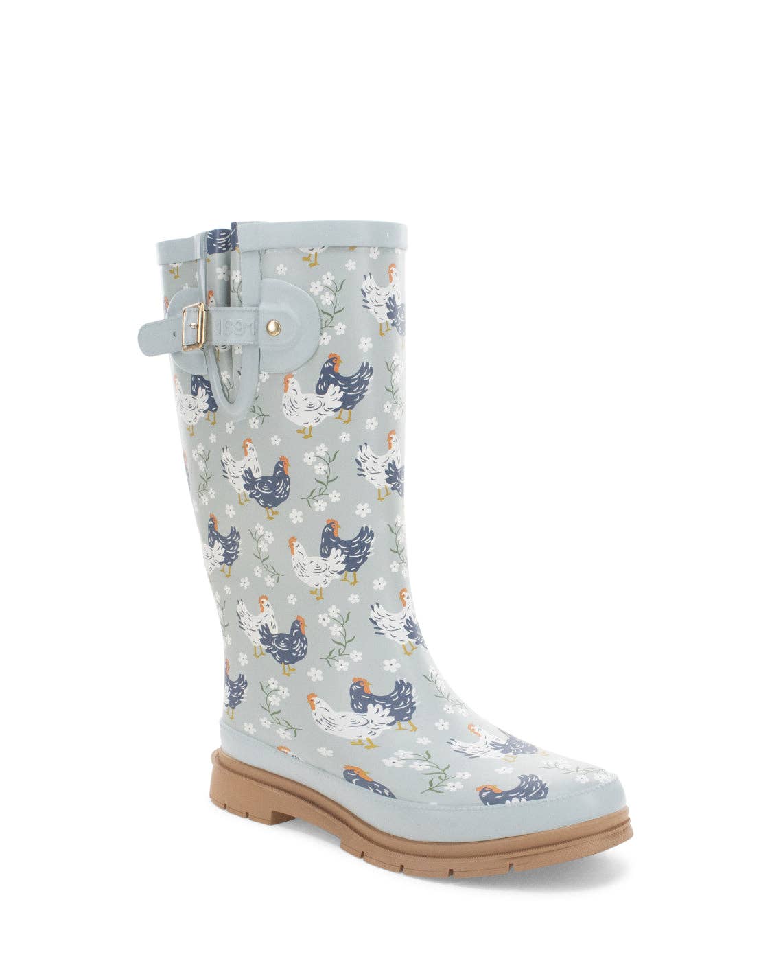 Women's Chicken Faux Fur Tall Rain Boot - Blue