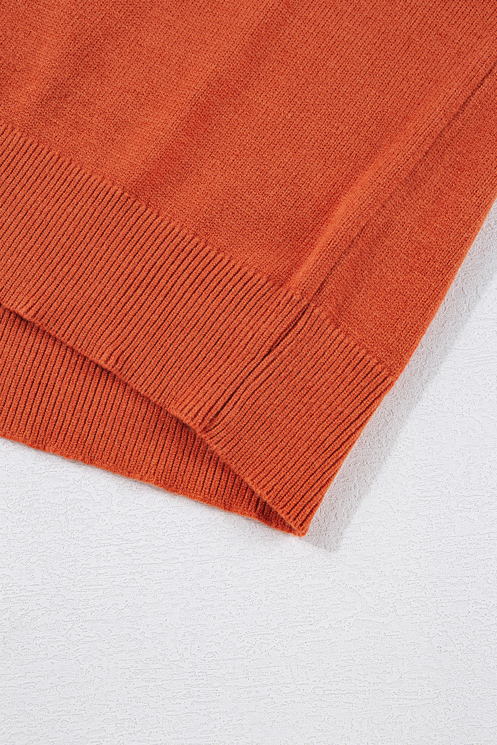 Orange Boo Knitted Pattern Ribbed Edge Drop Shoulder Sweater