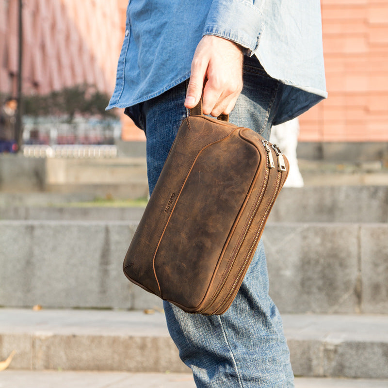 Crazy Horse Cowhide Men's Storage Bag