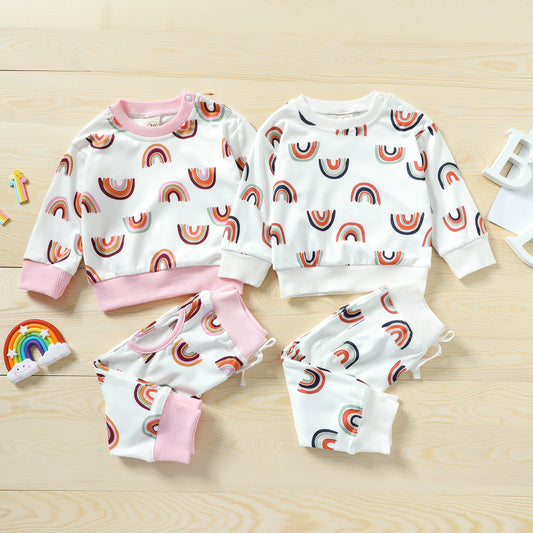 Girls' Baby Rainbow Long-sleeve Sweater Set