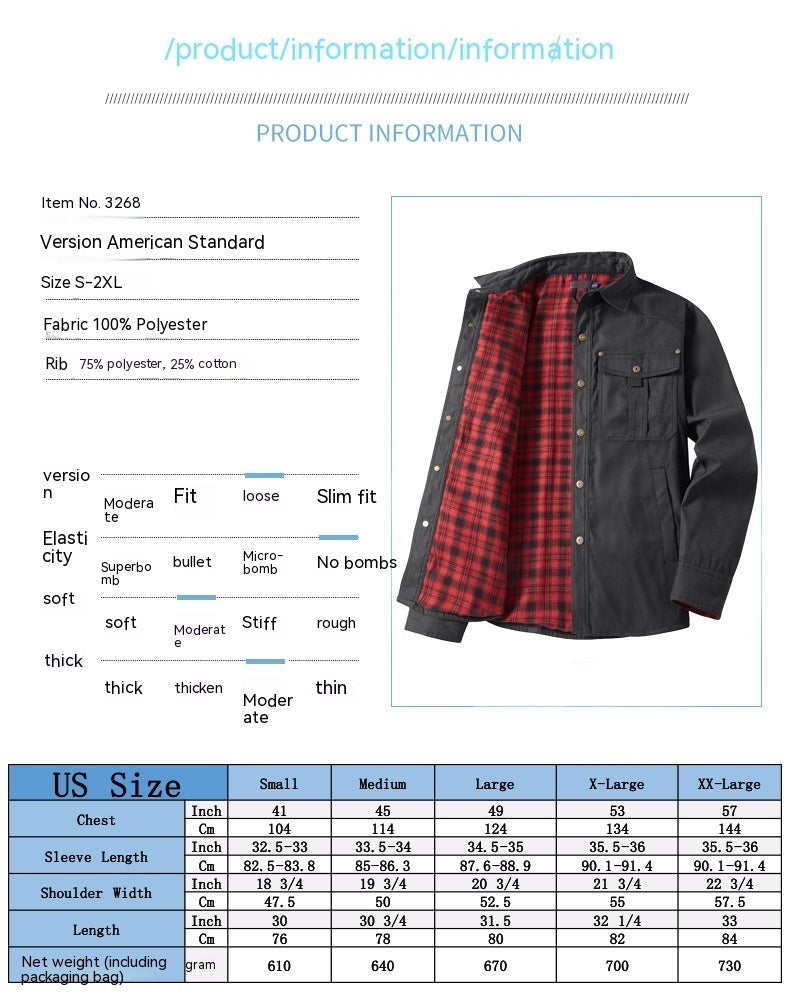 Men's Plaid Flannel Casual Jacket