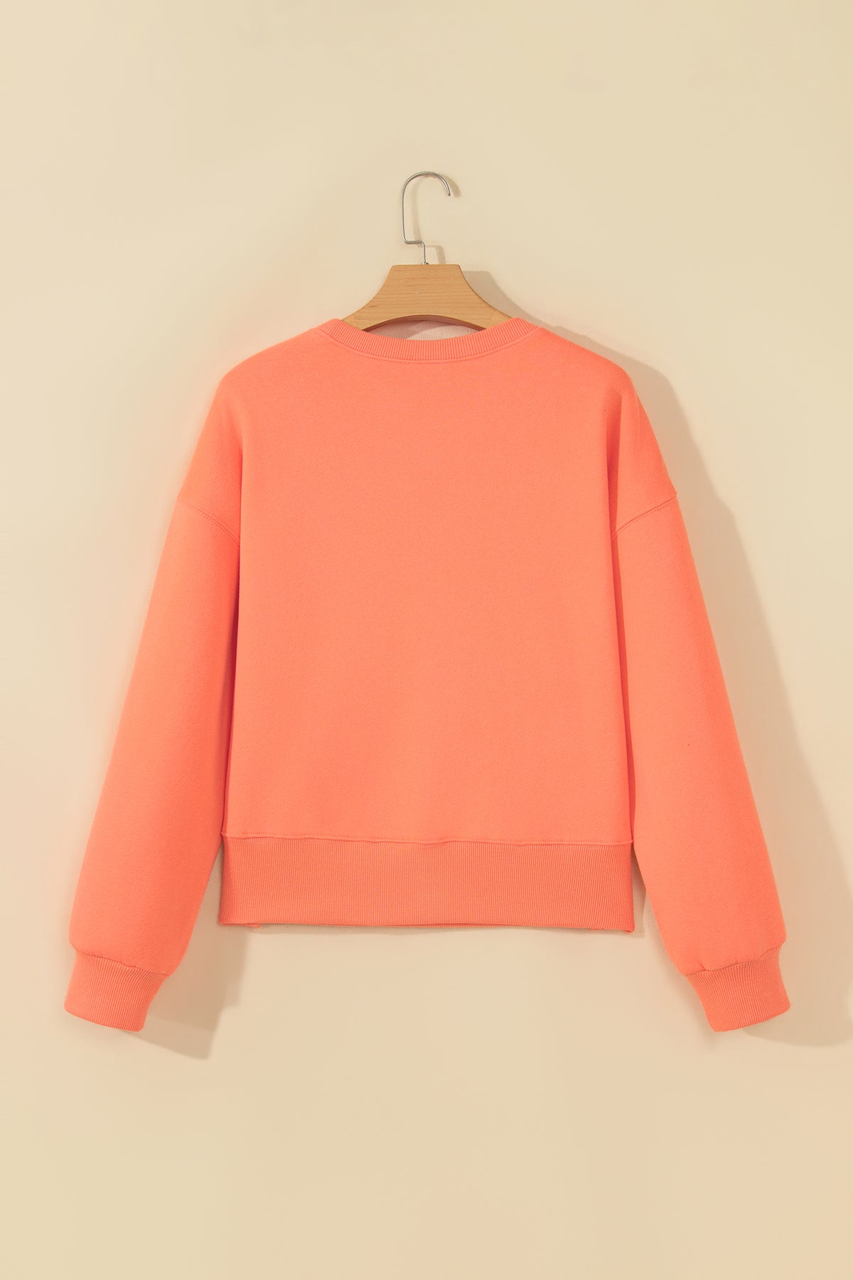 Grapefruit Orange JESUS LOVES YOU Puffy Letter Graphic Sweatshirt