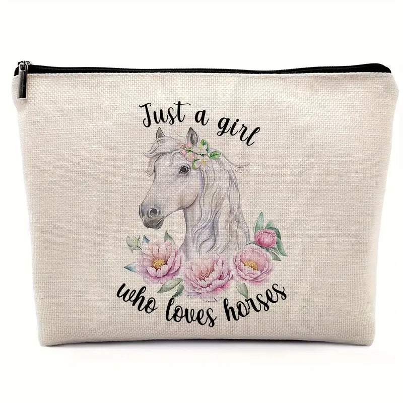 Just a Girl Who Loves Horses Makeup Bag