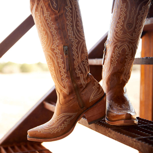 Women's Pointed Toe Chunky Heel Tall Western Style Cowboy Boot