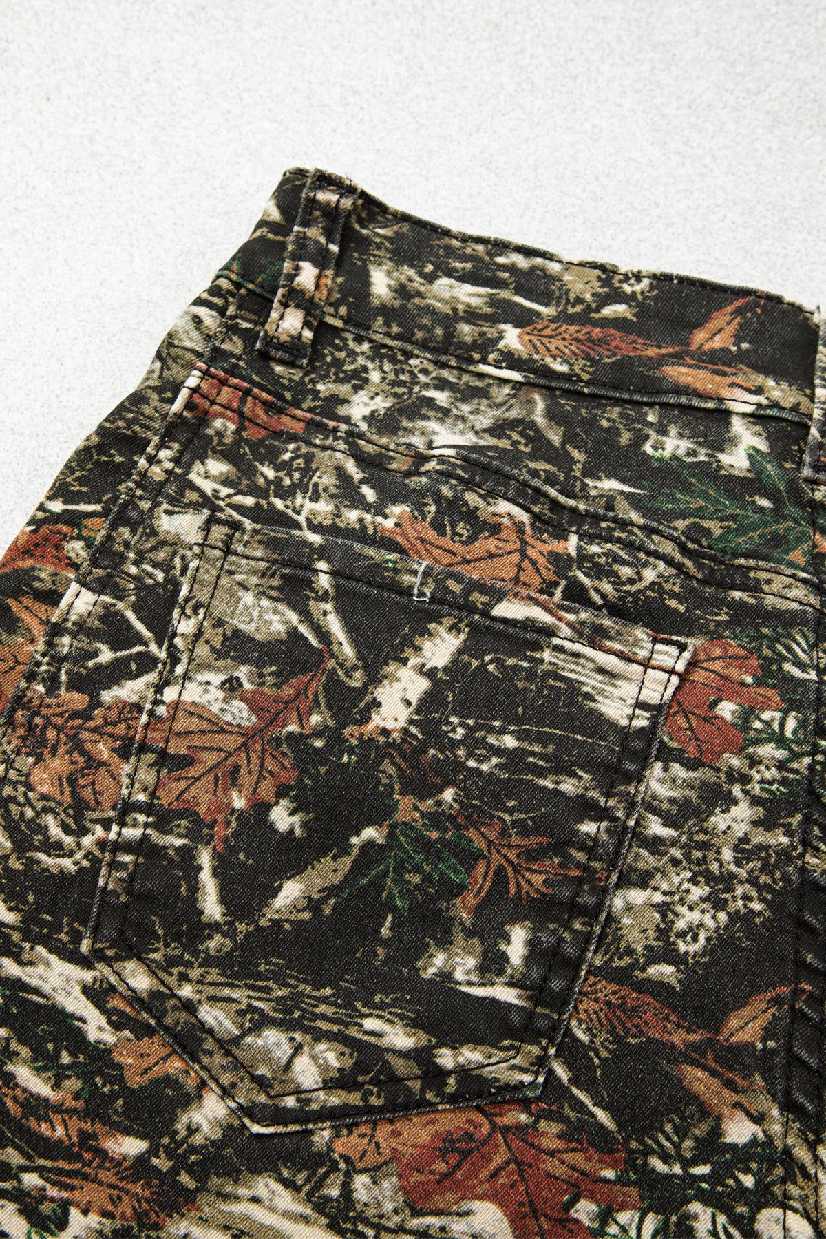 Multicolour Western Woodland Camouflage Straight Leg Shift Jeans