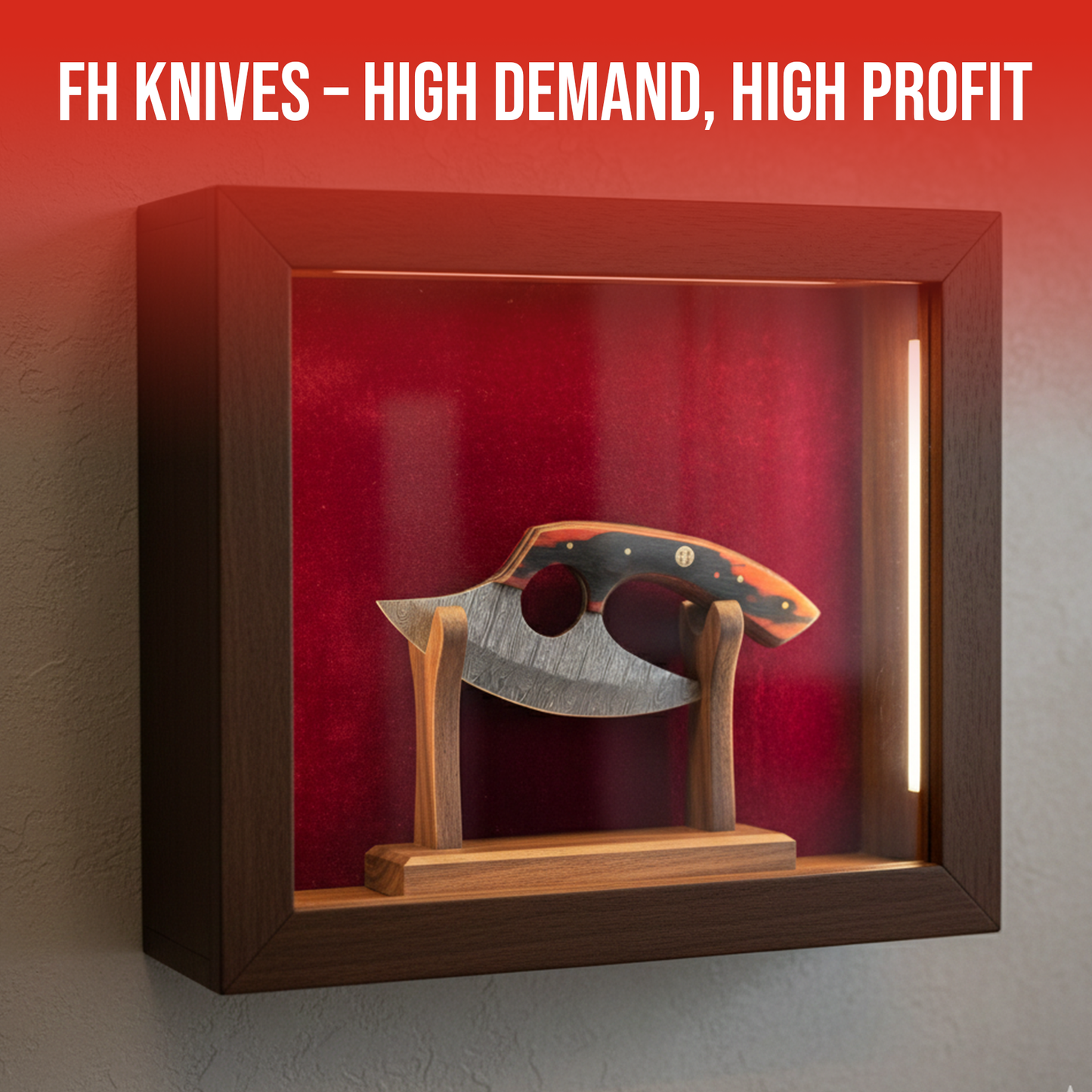 Handmade damascus Ulu knife with leather sheath