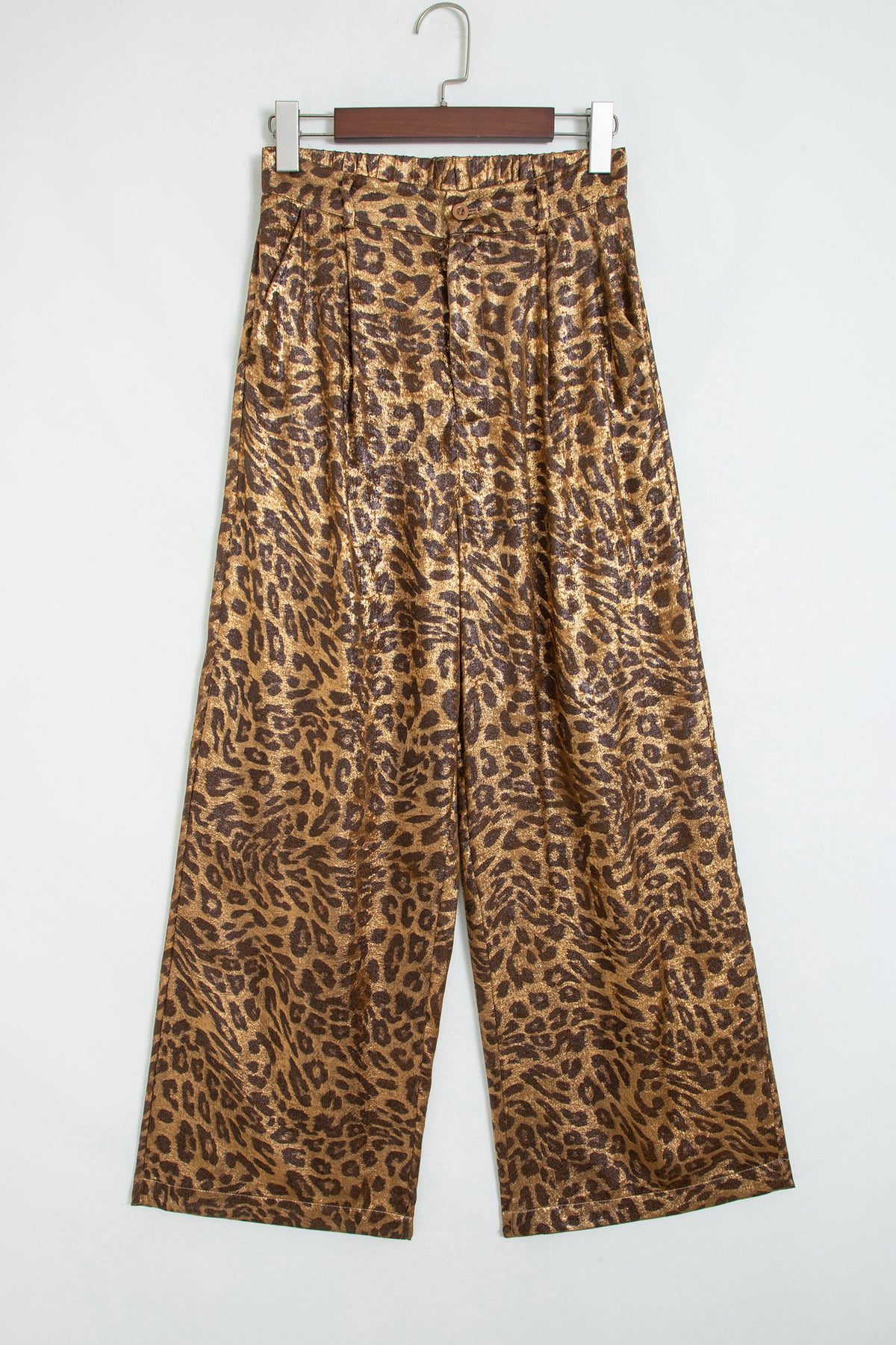 Multicolour Leopard Print Western Style Wide Leg Full Length Pants