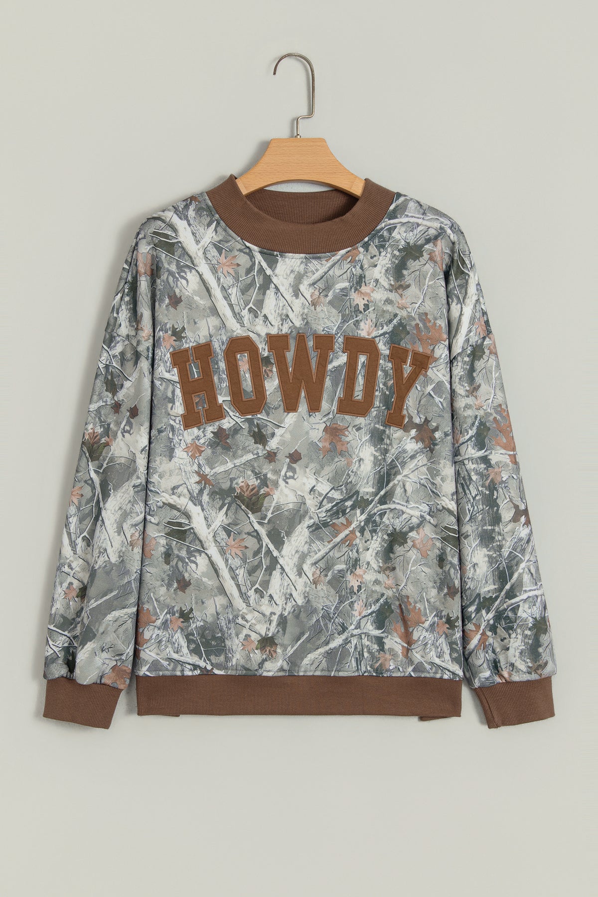 Green Western Camo Print Baggy Pullover Sweatshirt
