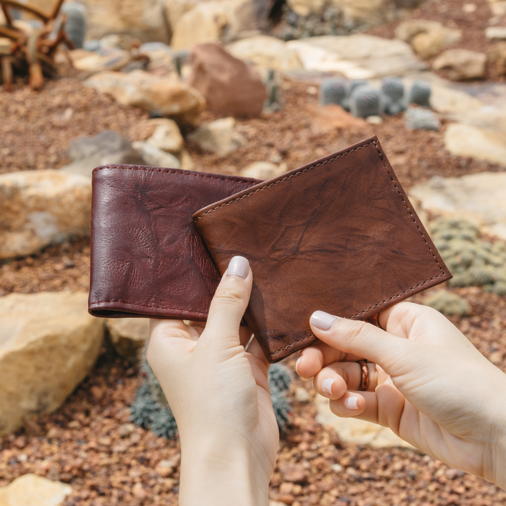 Leather Bifold Wallet with ID Window