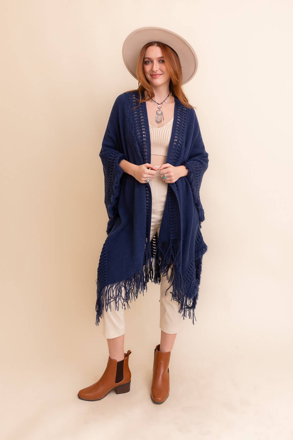 Frayed Border Bohemian Ruana