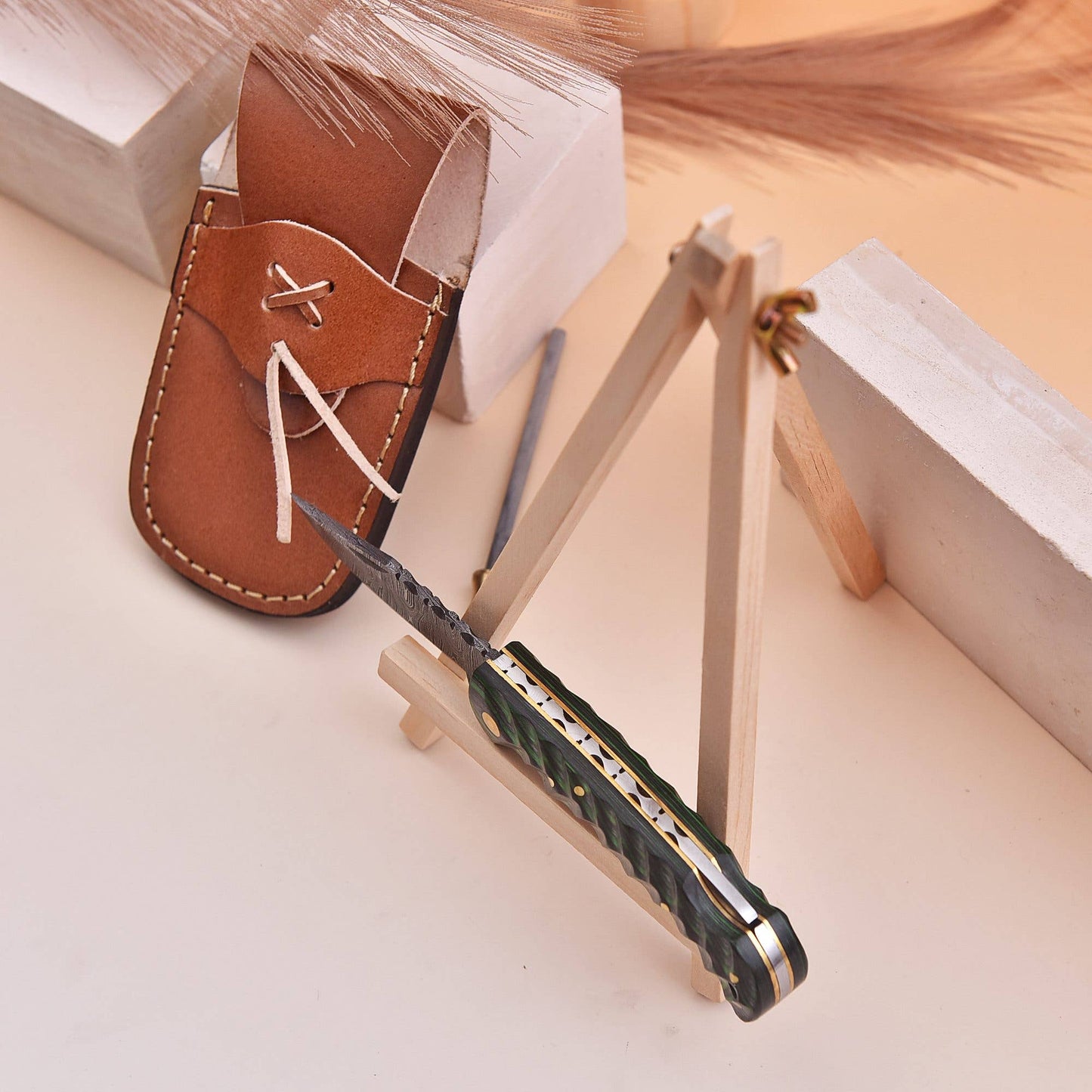 6.5' Handmade damascus folding knife, Pocket Knife