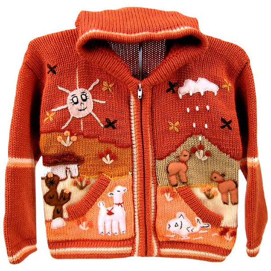 Children's Full Zip Applique Sweater Hoodie Jacket 5 Sizes