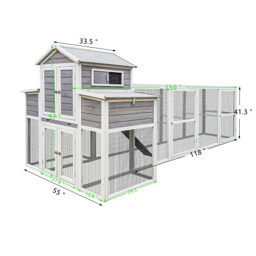 Chicken Coop with 2 Nest Boxes, 5 Perches