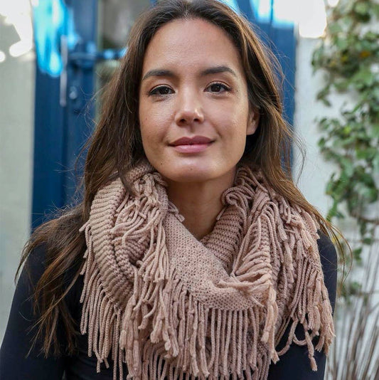 Pointelle Fringe Infinity Scarf - Fall Favorite