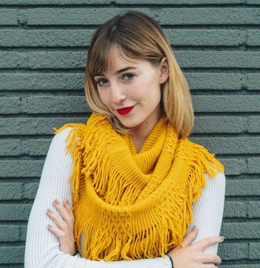Pointelle Fringe Infinity Scarf - Fall Favorite