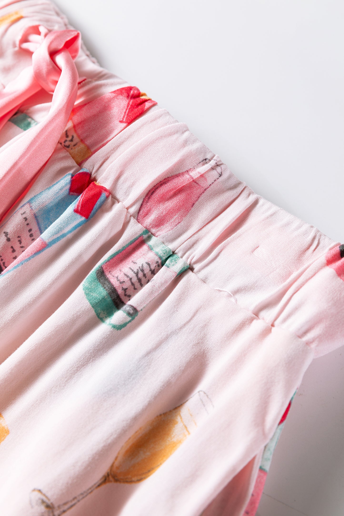 Color black Christmas Wine Glass Print Bow Knot Two Piece Pajama Set