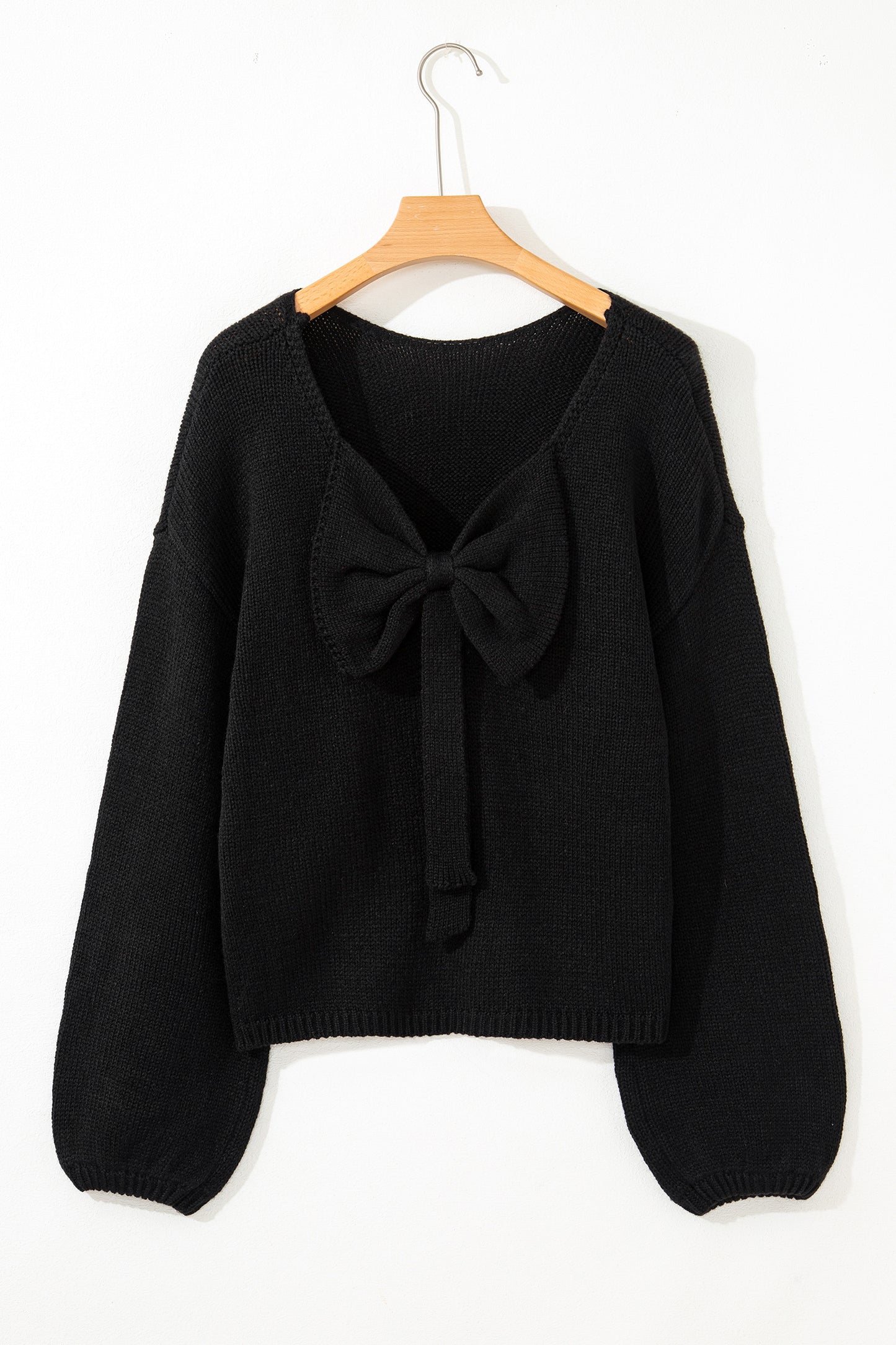 Bright Green Bow Backless Bubble Sleeve Sweater
