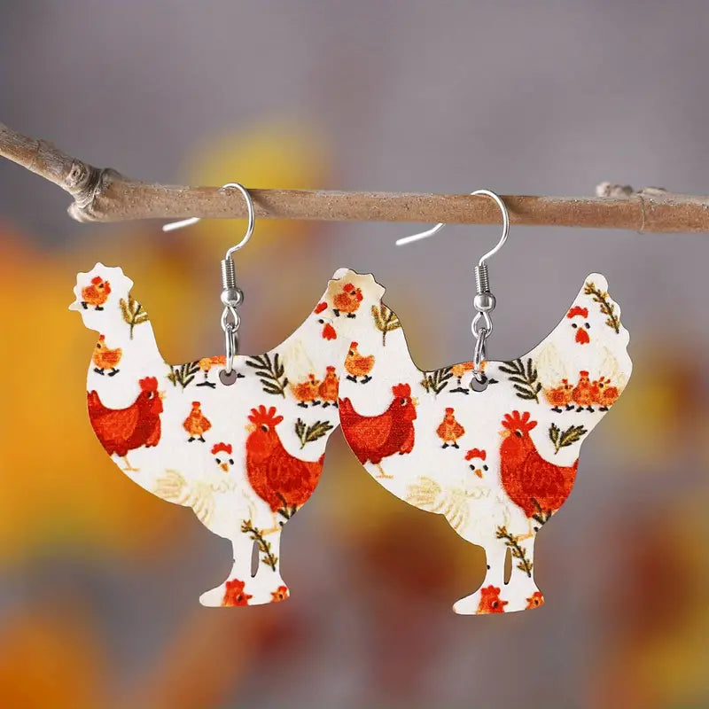 Retro Chicken Earrings