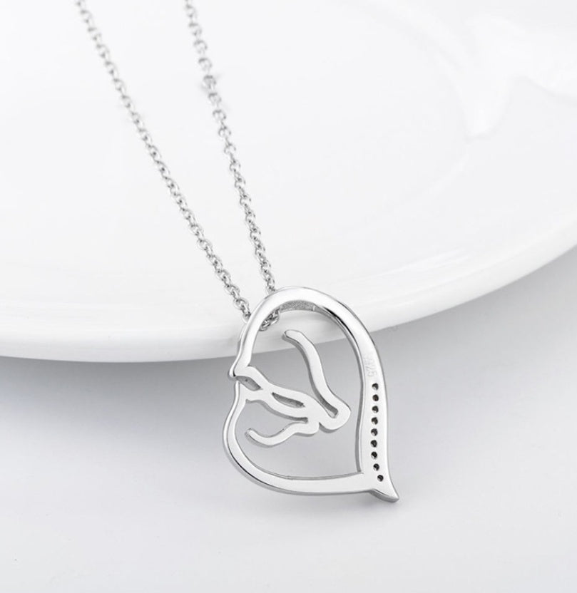 Sterling Silver Mother and Child Horse Heart Pendant