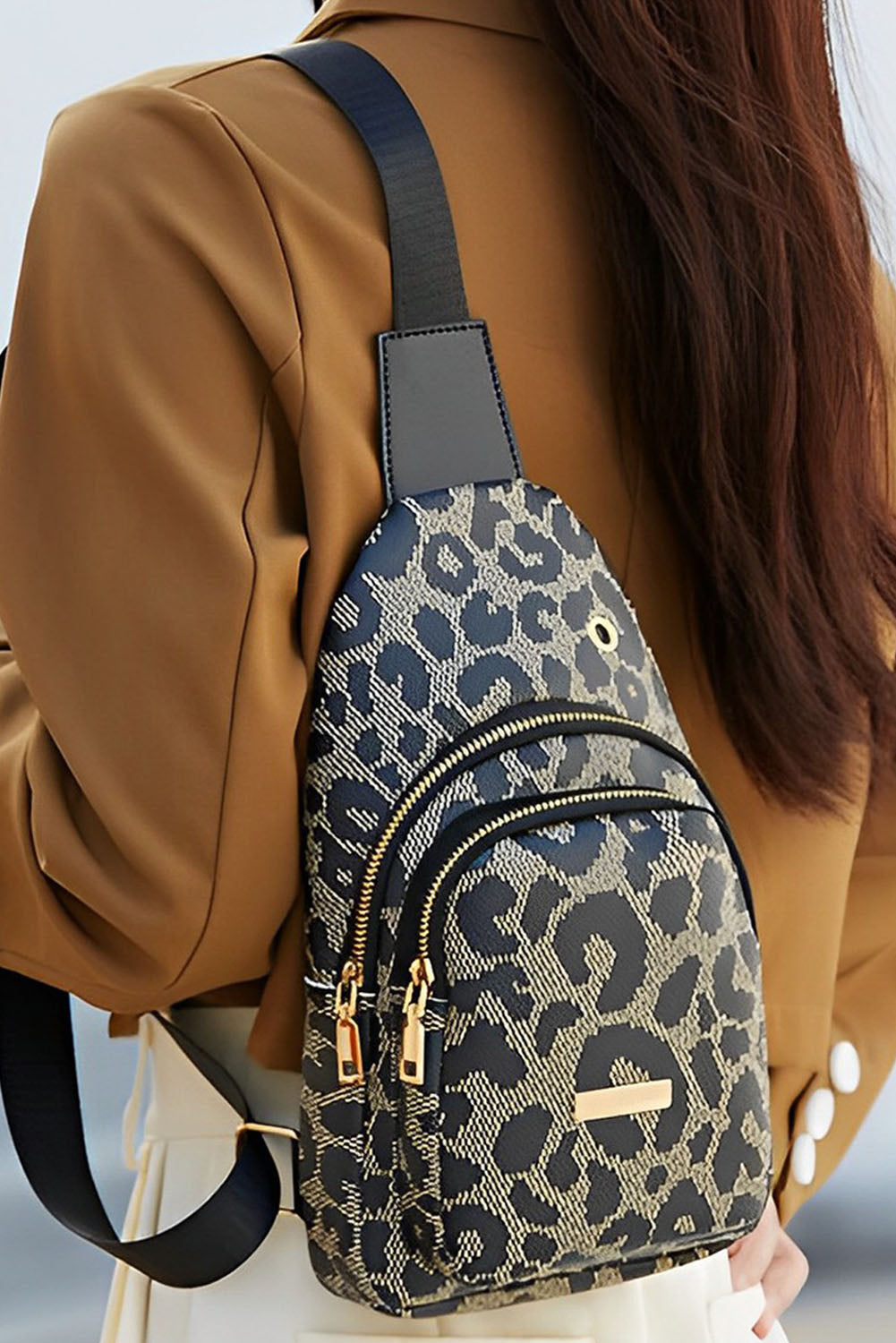 Leopard Print PU Sling Bag