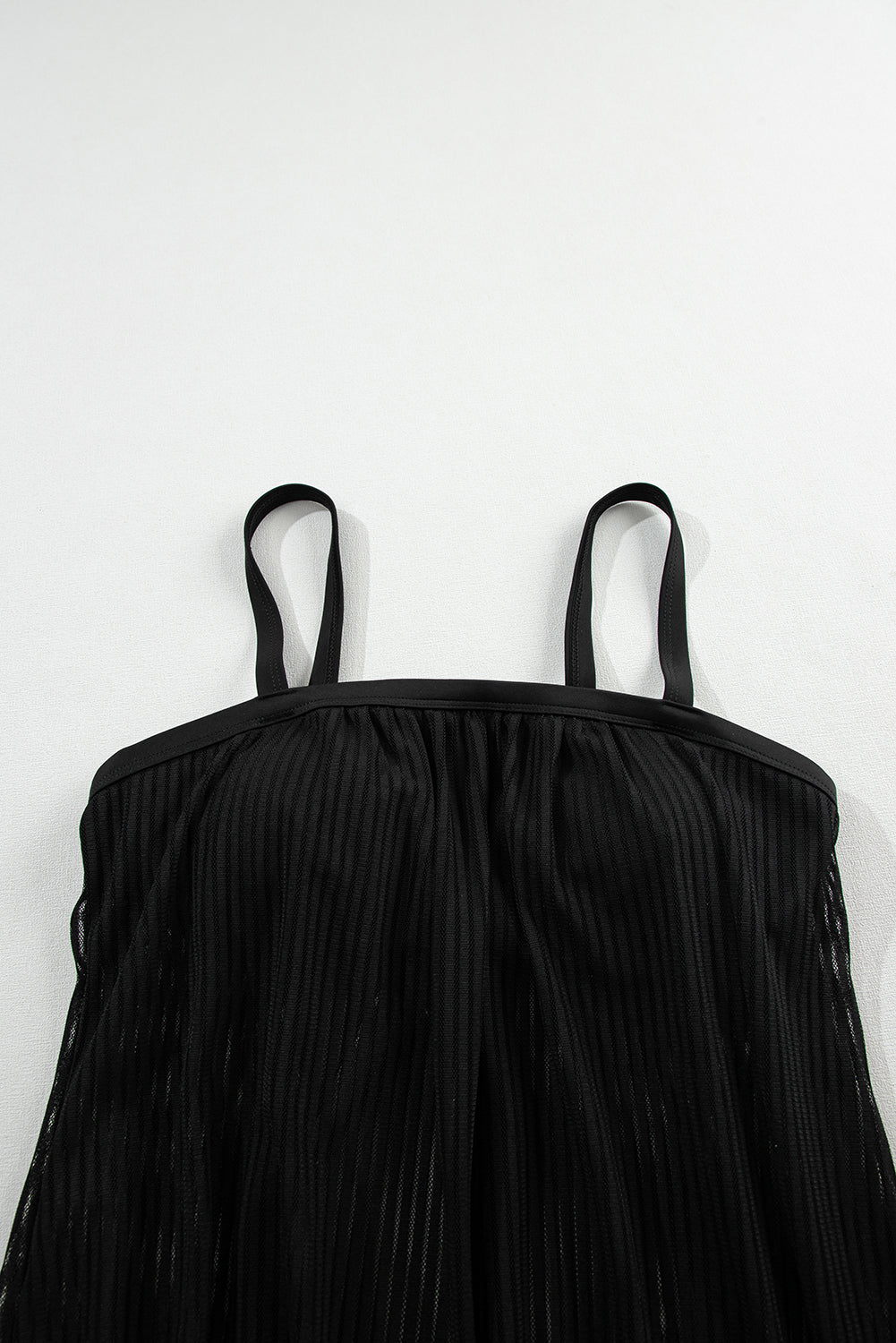 Pink Striped Mesh Knotted Hem Tankini Swimsuit