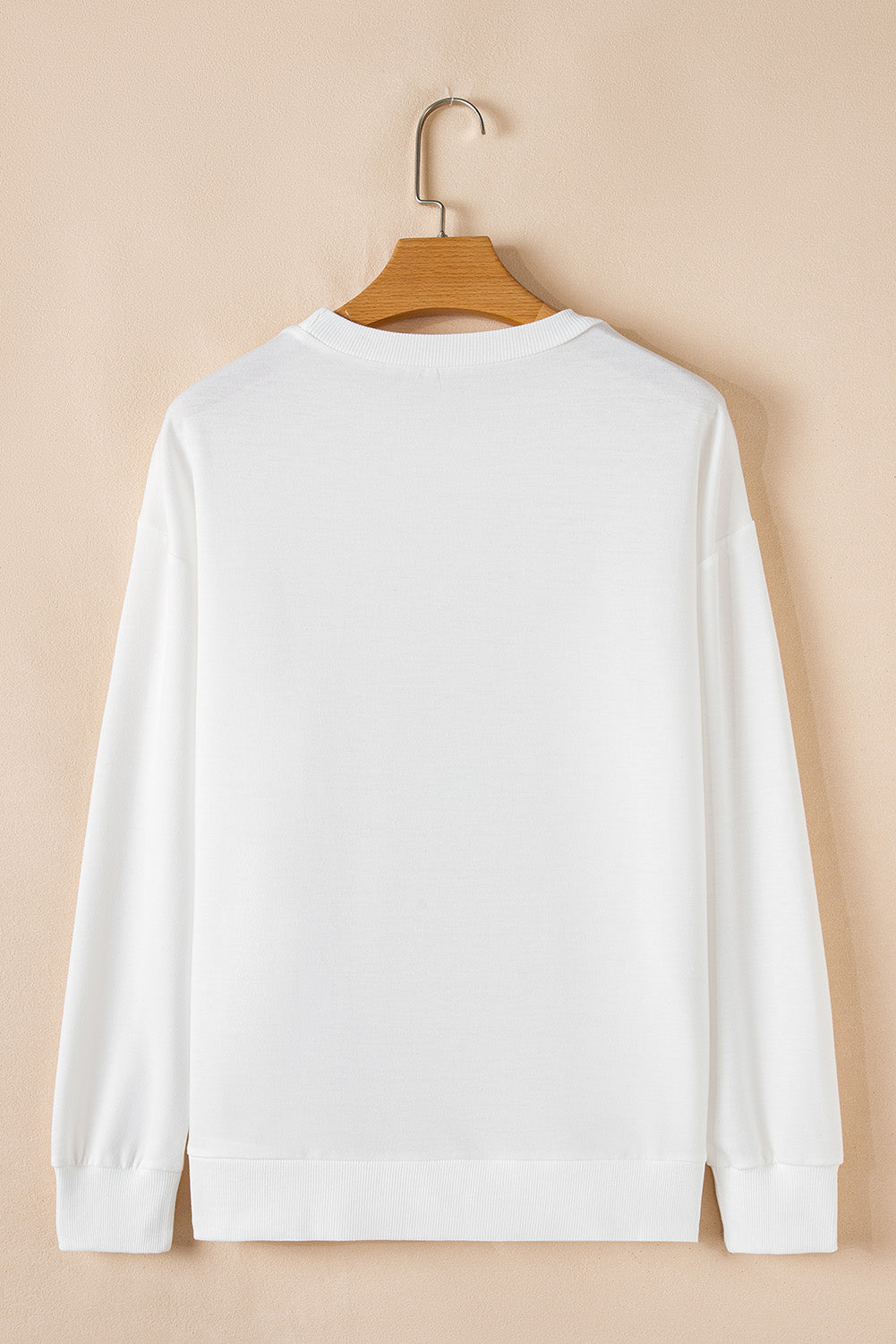 Beige Bow Valentine Drop Shoulder Loose Sweatshirt